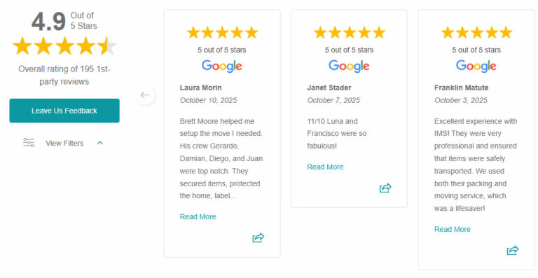 What Past Customers Are Saying About IMS Relocation